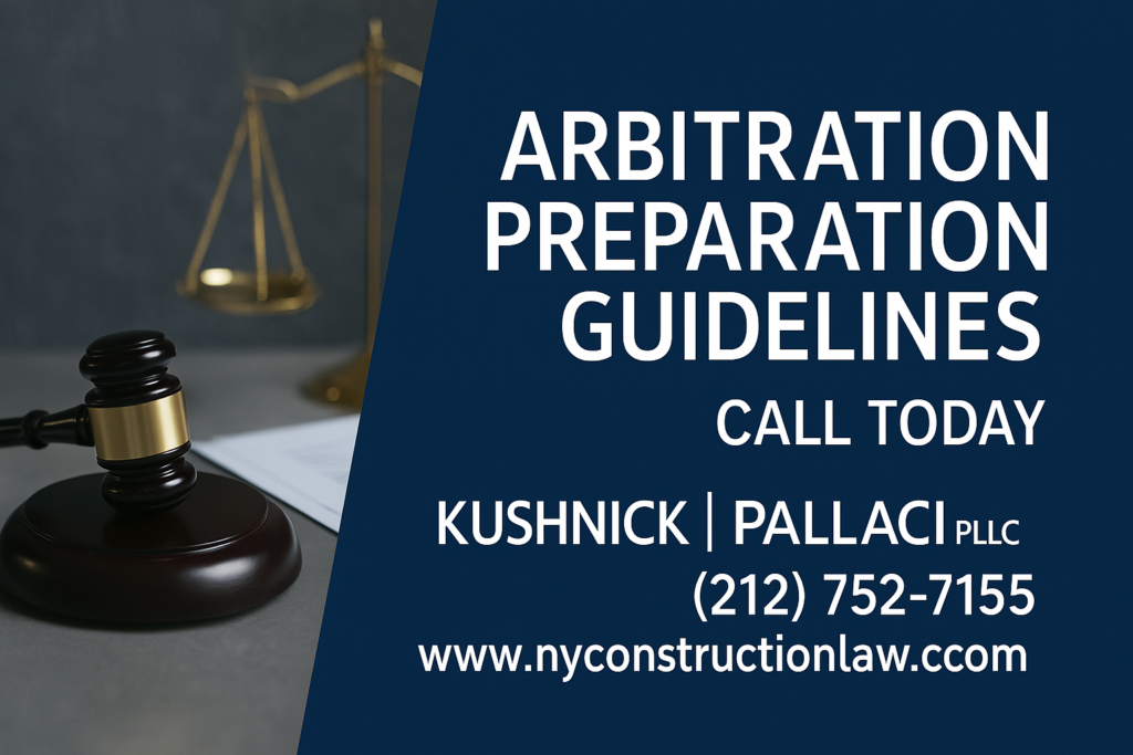 Construction arbitration preparation legal services in NYC and Long Island with Kushnick Pallaci PLLC