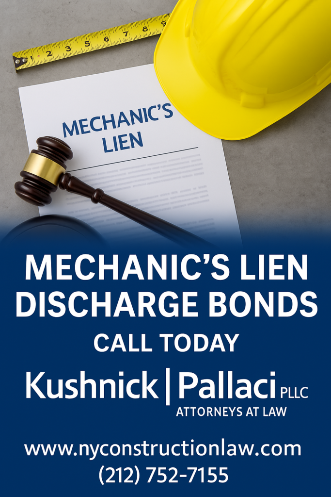Mechanic’s lien discharge bonds legal guidance from Kushnick Pallaci PLLC in NYC